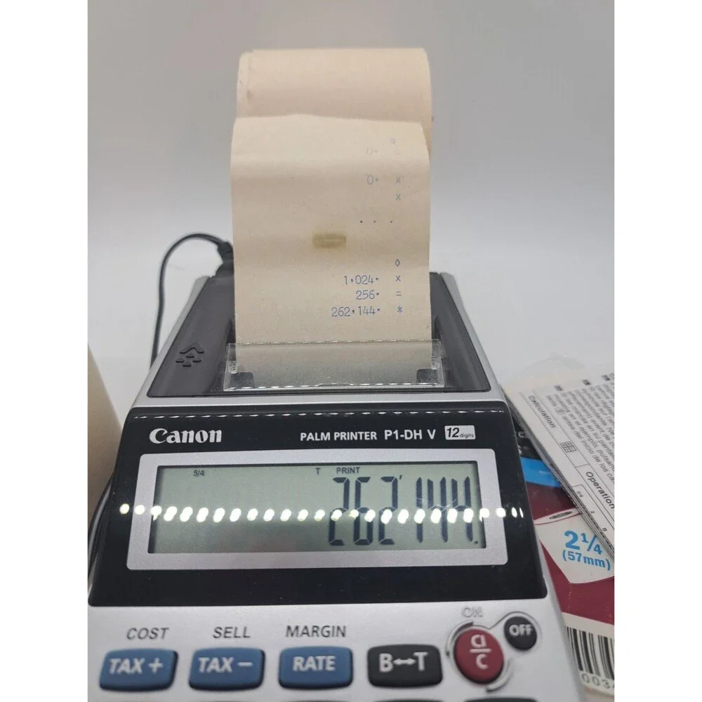 Canon Palm Printer P1-DH V 12 Digits Receipt Printing Calculator With Adapter